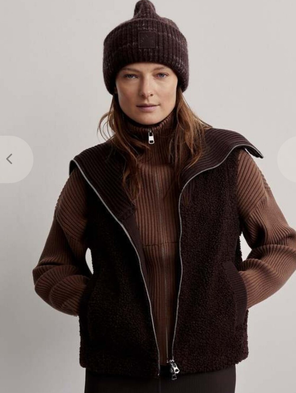 Varley Women's Aspen Gilet Dark Brown Sherpa Vest Size XS NWOT